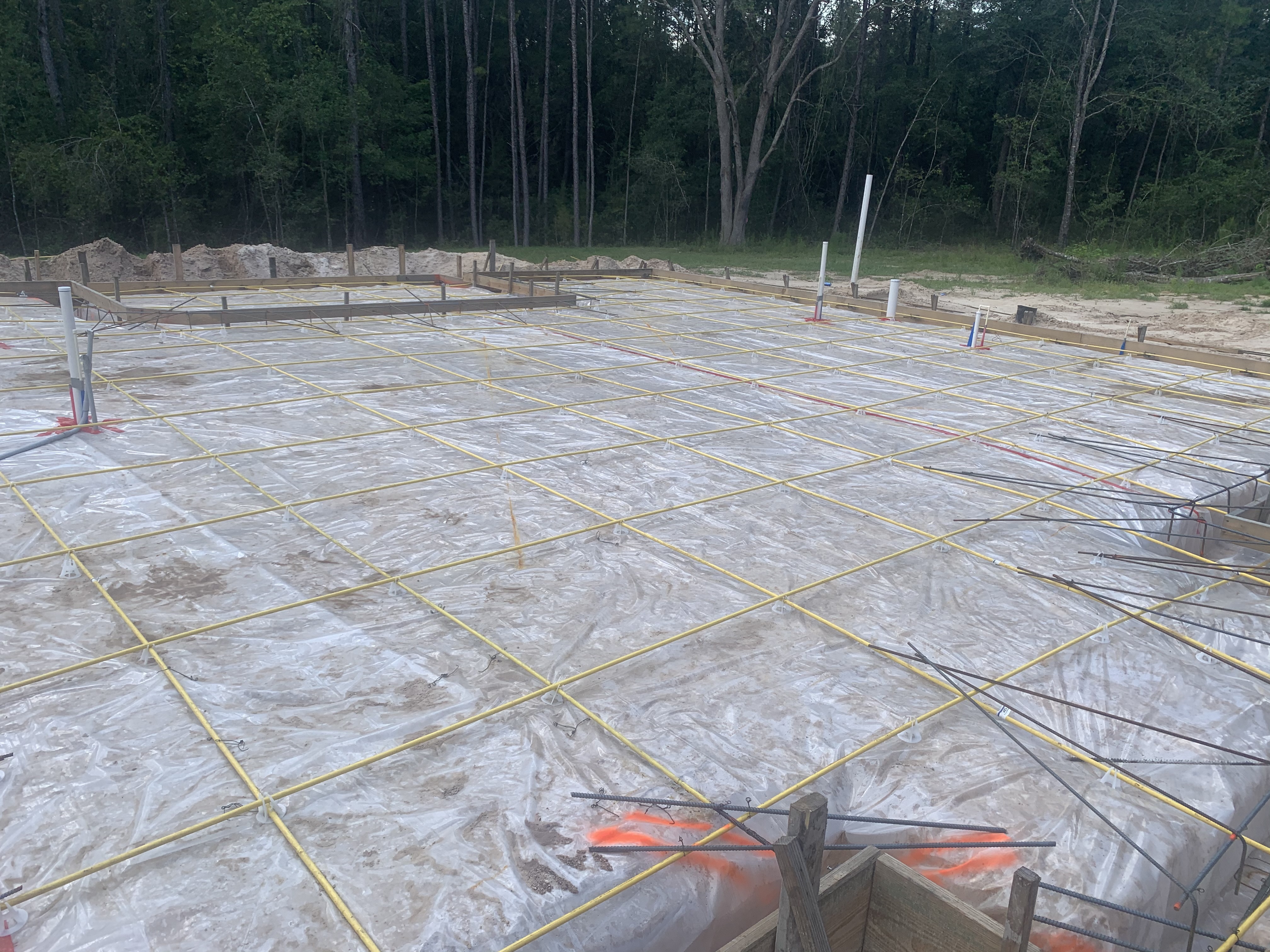 Custom Home under Construction with Post Tension Cables in Slab